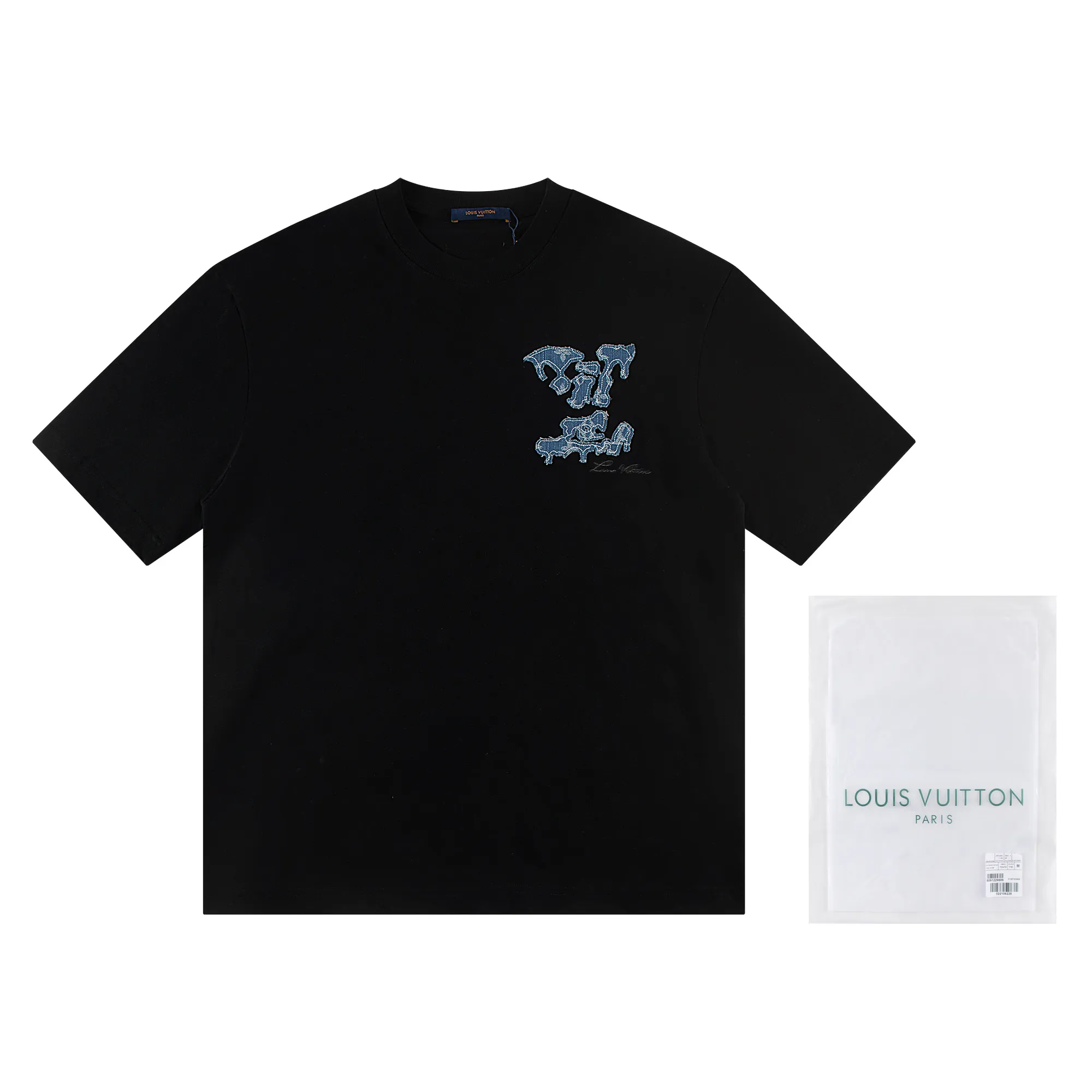 🅿️170 louis vuitto*2026 latest short-sleeved T-shirt (cow embroidery) Material: Made of high version 300g double yarn combed cotton Size: S M L XL Color: black and white Style number: W2638